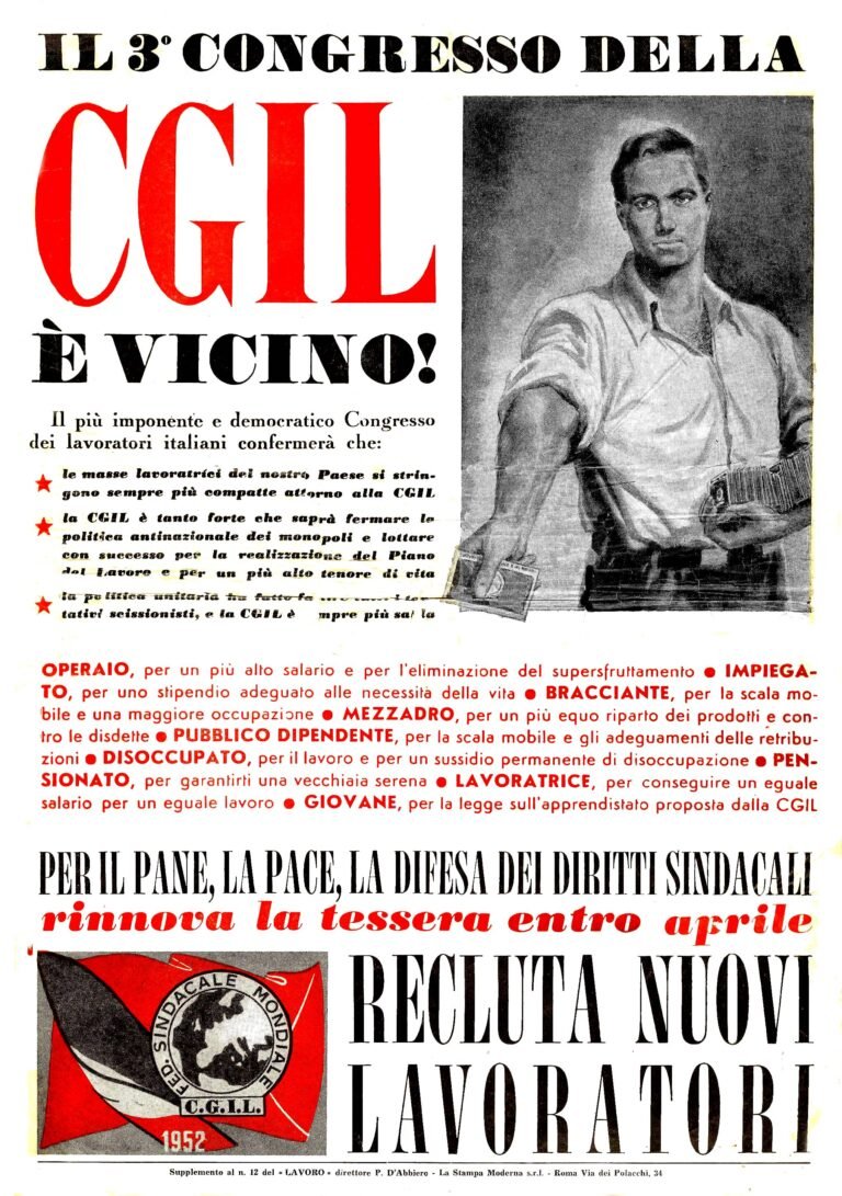 Manifesto 1952 - 3° congresso e campagna tesseramento CGIL