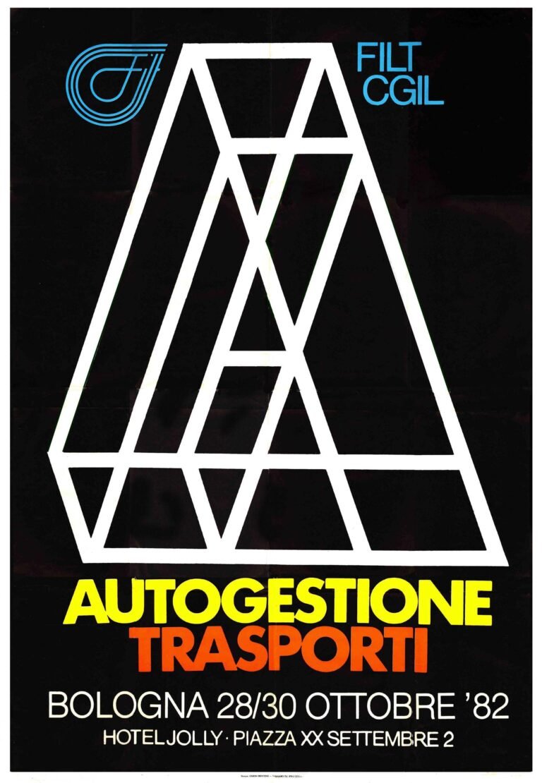 Manifesto 1982 - Convegno FILT-CGIL a Bologna - "Autogestione trasporti"