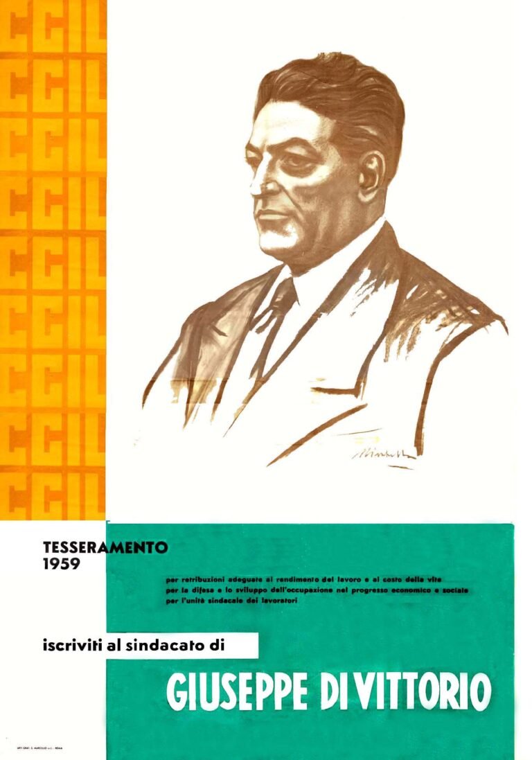 Manifesto 1959 - Campagna di tesseramento al sindacato di Giuseppe Di Vittorio